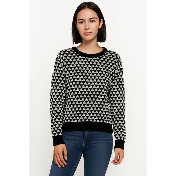 W118 by Walter Baker Black White Geometric Triangle Sweater Women’s Medium - Picture 1 of 7